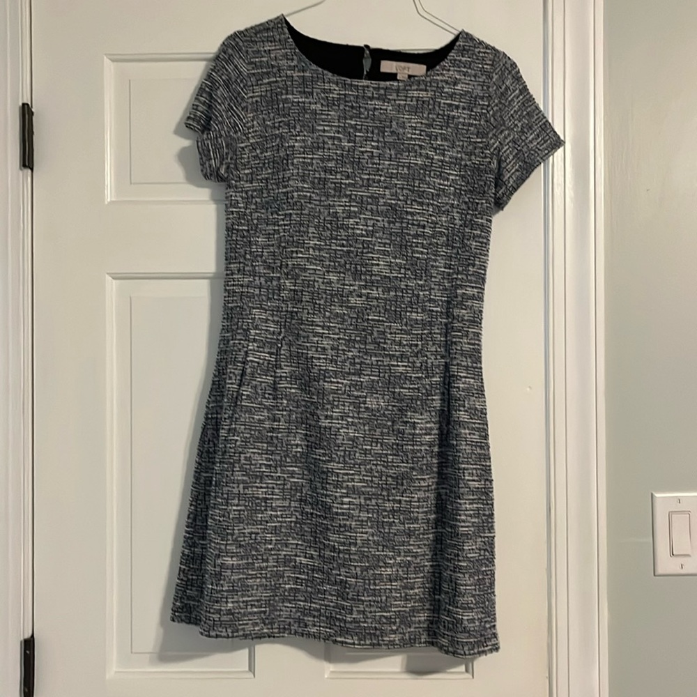 Navy with cream Loft dress. Size 4